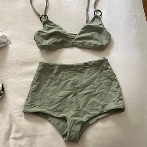 Mikoh sage green high waisted bikini